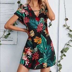 Boho tropical floral dress